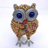 Owl Mini beaded Art - South African fair trade figurine.