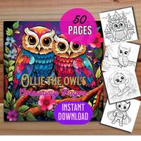 50 Cute Owl Colouring Pages, Colouring Pages, Adults and Kids, Printable PDF, Instant Download, Owl 