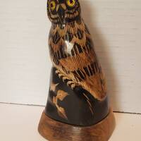 CARVED Buffalo Horn OWL Figurine Sculpture Art ~ Kootney Collections / KC Gifts Cranbrook (B)
