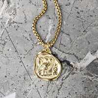 Men's "GOLD ATHENIAN OWL" Necklace| Men's Gold Stainless Steel Athenian Owl Coin P