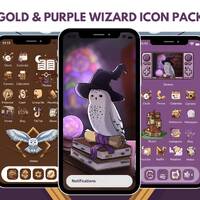 Cute Owl Wizard Icons for Phone Dark Academia Aesthetic Wizardry App Pack Brown Snowy Wizarding Wall