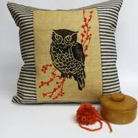 Owl Throw Pillow, Woodland Owl Decorative Pillow, Owl Cushion Cover, Owl Lover