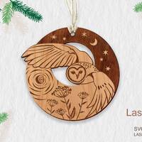 Owl ornament laser cut file, ornament DIGITAL DOWNLOAD FILE