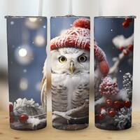 Christmas Snow Owl 20 oz Skinny Tumbler, Sublimation Design, Digital Download, PNG, Straight & T