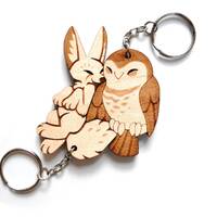 Desert Friends Owl and Fennec Fox Couple Keychains - Bff Relationship keychain set