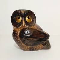 5" Ceramic Owl Black/Brown/Gold Colored with Speckled Spotted Design-Owl Figurines-Fall Decor-O