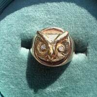 Antique/vintage 14k gold owl signet ring