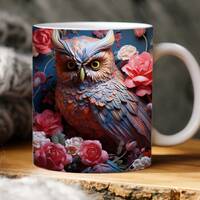 3d cute baby owl mug wrap, 11oz and 15oz mug Template, mug sublimation design, mug wrap template, co