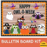 Owl halloween bulletin board kit, halloween owl bulletin board, halloween classroom decor, fall clas