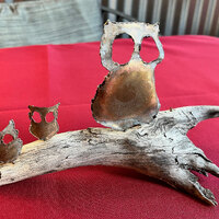 Owl art, Wood Metal art, Wood Bird, Bird Art, Beach Sculpture, Chic Art, driftwood art, nature art, 