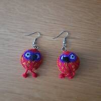 Owl Novelty Earrings - red