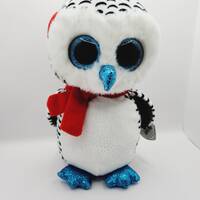 Vintage Ty Beanie Boo 'Nester' the Owl Wearing Ear Muffs (Medium 9 inch)