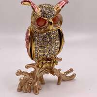Faberge Style Box Owl with perch