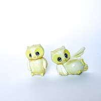 Small Plastic Vintage Owls Set of 2 | Mid Century | FREE SHIPPING | Brown | Vintage Decor | Figurine