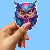 Cosmic Owl Sticker: Mystical Moonlit Night Sky Vinyl Decal