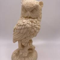 Vintage Resin Owl by Sculptor A Santini Alabaster