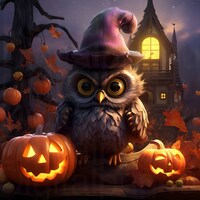 Cute owl Halloween fall png sublimation digital design download wreath sign wind spinner cutting boa