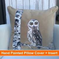 Hand painted Owl pillow, Owl gift,  Owl painting, Owl lover gift, Wildlife cushion, Owl decor, Hand 