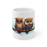 Adorable Owl Mug , Ceramic Mug 11oz, Animal Motif Pottery Mugs, Whimsical Coffee Mug Gifts, Artisana