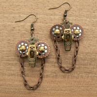 Steampunk Owl Zipper Earrings