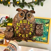 Vintage Arnel’s 1970s Hand Painted Ceramic Owl Wall Clock