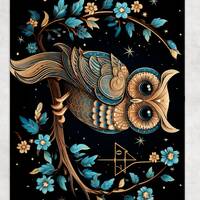 Whimsical Owl Fleece Throw Blanket: Boho Owl Fleece Blanket, Moody Botanical Blanket, Preppy Room De