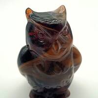 Vintage Imperial Caramel Slag Glass Owl Figurine Paperweight