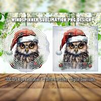 Christmas Owl wind spinner sublimation designs png, house and garden decor digital download, 8 10 12