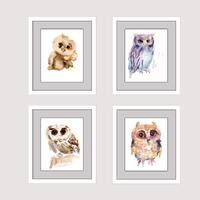 Owls, Bird Paintings - Watercolor Paintings - Nursery Art Prints