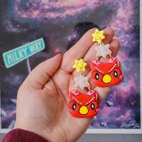 Celestial Owl Star Fragments | Island Game Inspired Polymer Clay Earrings