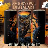 Owl Halloween Digital Art, Print On Demand Sublimation Design, Tumbler, Blanket, Journal Cover PNG S