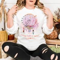 Celestial Owl Shirt Watercolor Cottagecore Dried Flowers Sweat Shirt Vintage Purple Owl Tee Aestheti