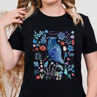 Mystical Owl Shirt Cottagecore Watercolor Blue Celestial T-Shirt Dried Flower Tshirt Vintage Aesthet