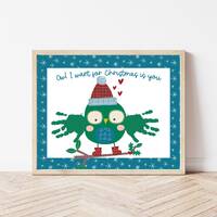 Christmas Owls Handprint Art, Christmas Handprint Craft for Daycare, Winter Preschool Activity, Holi