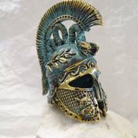 Athenian Helmet Mask with Owls and Double Head Snake, Goddess Athena Symbol, War Helmet, Greek Godde