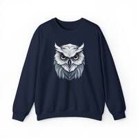 White Owl Sweatshirt, Animal Bird Graphic Crewneck Fleece Cotton Sweater Jumper Pullover Men Women A