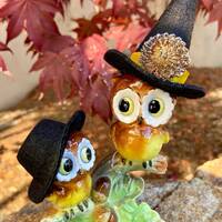 RARE Vintage Owl Witches Family Collectible Norcrest Figurine Statue or Cake Topper AS IS