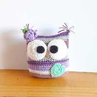 Owl Soft Stuffed Animal, Purple Plush Toy or Bedroom Decoration, Gift for Child, Handmade cushion