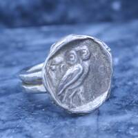 Intaglio Roman Owl Sterling Silver Ring, Statement Ring 925 K, Silver Ring, Personalized Gifts Gift 