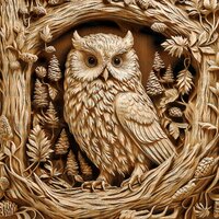 Owl in Woodland - Digital Design File for 3D Illusion, Compatible with , , and Most Lasers