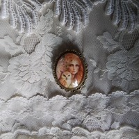 Victorian Lady & Owl Brooch: Bronze Tone Setting, Hand Crafted Jewelry, Wonderful Gift, Fine Art