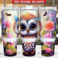 Owl 40oz Tumbler Wrap PNG Design, Owl 40oz Quencher Tumbler Sublimation Wrap, 40 oz Tumbler PNG, Ins