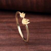 Cute Small Owl Ring, Owl Stacking Ring, Gold Finish, Skinny Band Ring, Christmas Gift Ring.