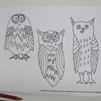 Whimsical Owl Bird Coloring Page for Adults and Children, Downloadable PDF File