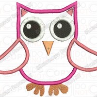Cute Owl Wings Out Applique Embroidery Design in 4x4 and 5x7 Sizes