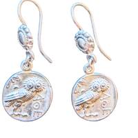 Vintage Coin Earrings  Owl Of Wisdom Silver Tetradrachm