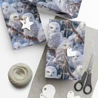 Snow Owls: Premium Gift Wrap - Decorative Repeating Pattern, Matte/Satin Finish - High Quality Wrapp