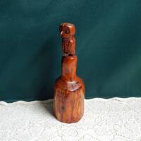Hand-Carved Wood Owl Bottle - Bob Catlett Art