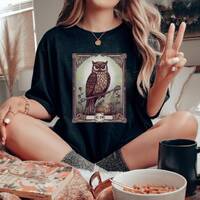 Owl Tarot Shirt, The Owl Tarot, Bird T-Shirt, Dark Academia, Dark Cottagecore Witchcraft, Owl Tarot 