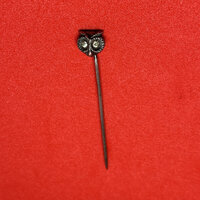 Antique Victorian Sterling silver OWL head stickpin with sparkly eyes